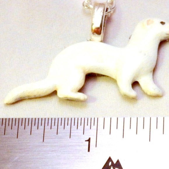 Dark Eyed White Ferret Necklace or DEW   734 - Picture 4 of 7